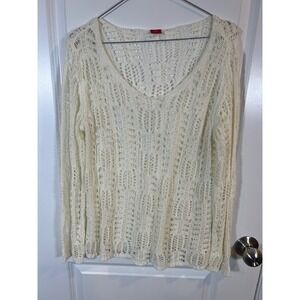 s.Oliver Womens‎ Sweater Crochet Pointelle Open Knit Cream US 8/10